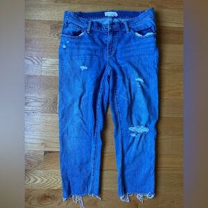 Maternity Hatch Cropped Distressed Jeans Size 25